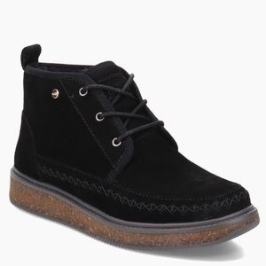 Earth Elements Black Suede Fuzzy Lined Booties